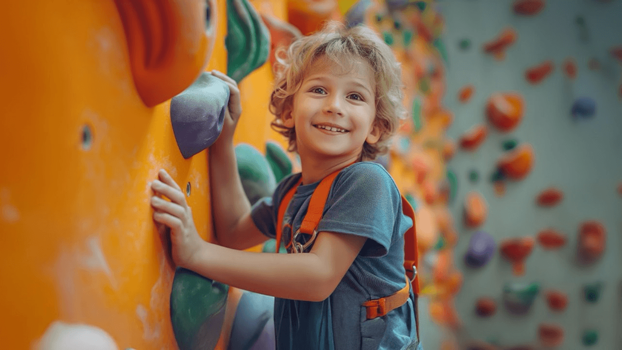 Happy child enjoying playtime at The Hub Park, a bounce place and indoor family entertainment center in Karen.