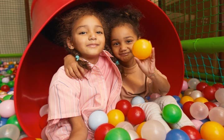 Children exploring the Foam Dome at The Hub Park, part of Nairobi's top-rated bounce trampoline park.